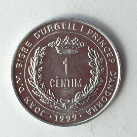 Монета один сентим, Андорра, 1999г.